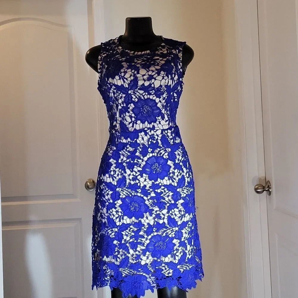 BRAND NEW RYAN MICHELLE LACE SLEEVELESS ROUNDNECK LINE DRESS - Picture 6 of 16